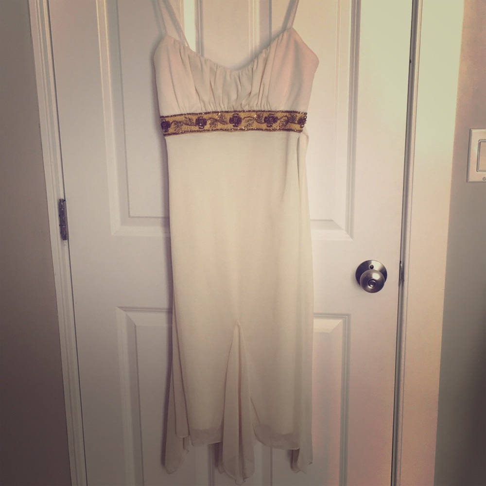 Beautiful Queen Cream Dress with Gold Empire Waist